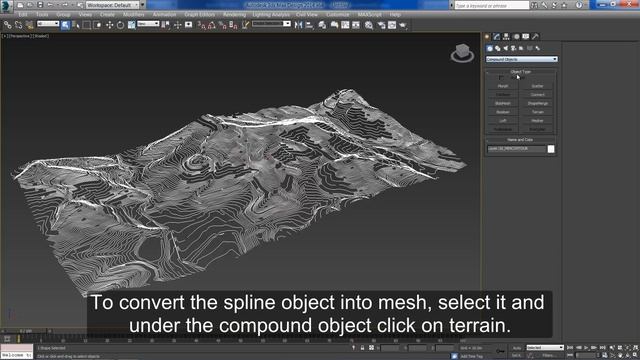 3ds max tutorial -Terrain Modeling : how to convert Autocad topography lines to 3ds MAX model смотреть онлайн