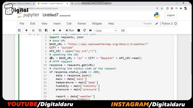 How to get Weather Forecast in python || Digital daru смотреть онлайн