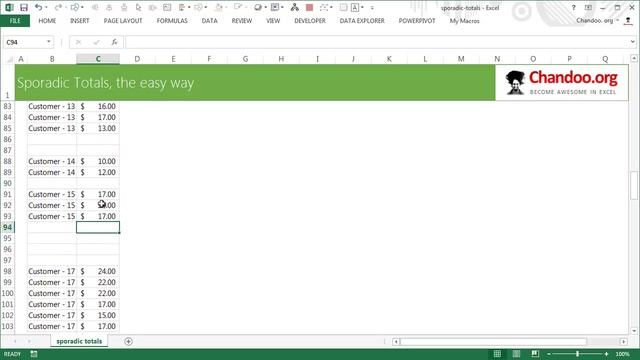 Calculating Sporadic Totals in Excel | ExcelTutorials смотреть онлайн