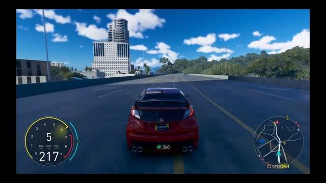 THE CREW MOTORFEST driving a Honda Civic Type R on motorway using steering wheel смотреть онлайн