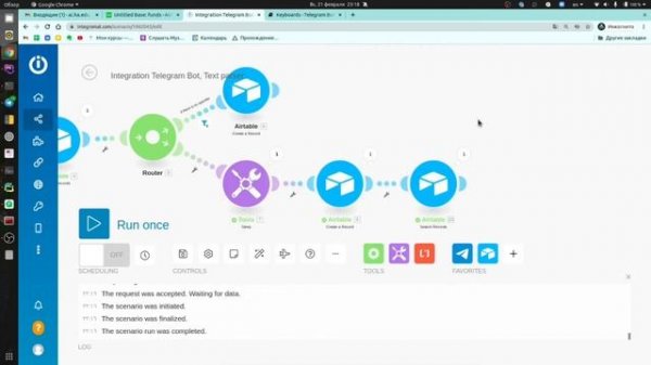 Создание no-code telegram бота на integromat и airtables для ведения бюджета