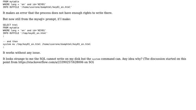 Databases: Difference of write authorization on file system with mySQL смотреть онлайн