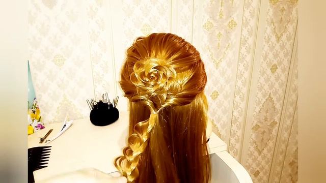 Урок 64. Коса из роз к 8 марта. Красивая, простая и быстрая прическа на торжество. смотреть онлайн
