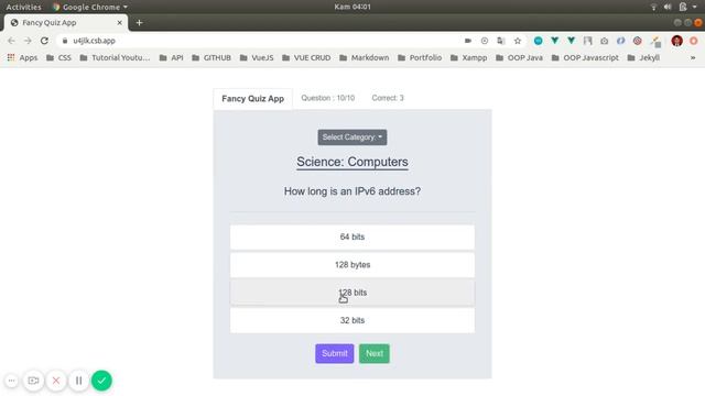 Fancy Quiz App (Vuejs, Vue-Cli, Bootstrap Vue, Open Trivia Database API) смотреть онлайн