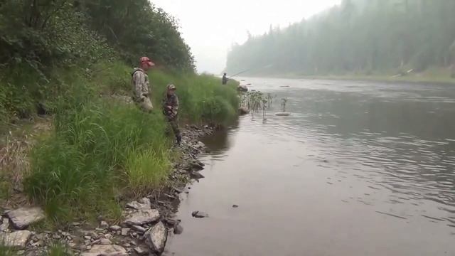 56 Ребятишки ловят тайменя Рыбалка ловля тайменя тайга Сибирь на рыбалке 7000 смотреть онлайн