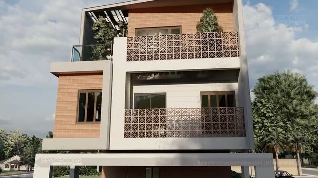 32'X53' G+3 Residence Exterior Design | Exposed Porotherm Brick-work смотреть онлайн