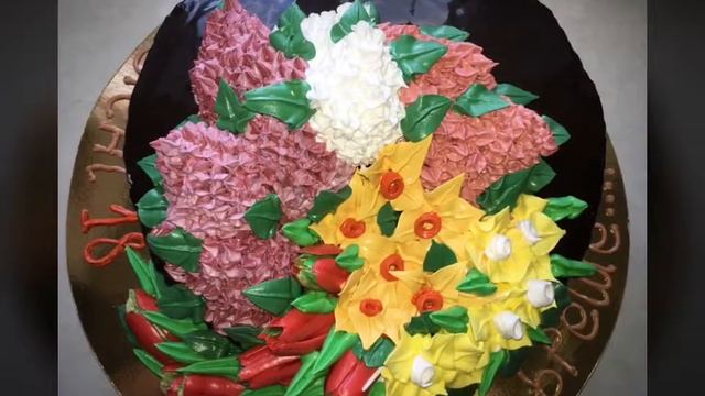 Обзор!!! Сирень , тюльпаны и Нарцис ... очень вкусный и красивый десерт! смотреть онлайн