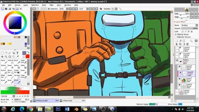 Among Us Fanart (Orange x Green) смотреть онлайн