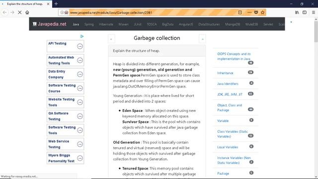 Explain the structure of heap.
| javapedia.net смотреть онлайн
