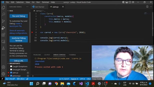 Depurar un archivo JAVASCRIPT utilizando la extensión Node.js en VSCODE смотреть онлайн