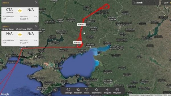 Live #Stream US Air Force Global Hawk #FORTE10 #FORTE 12 and KC-135 doing Surveillance over #Ukrain
