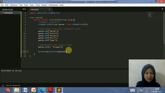 LinkedList Java Menggunakan IDE Sublime Text смотреть онлайн