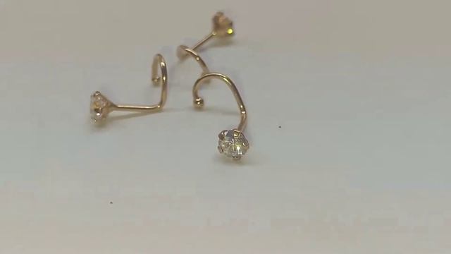 Пирсинг носа золотой с фианитом, 3 мм смотреть онлайн