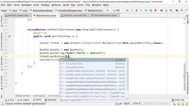 19. Demo App to Send the data by using Bundle Object in Android App | Part: 19 смотреть онлайн