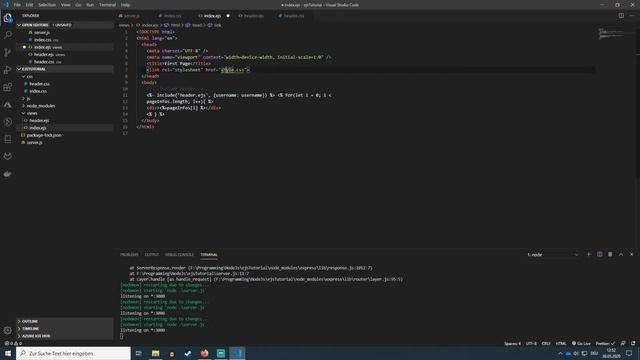 Node Module EJS #3 | Share information with Header and Object Render смотреть онлайн