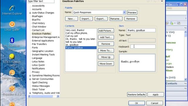 Quick Tip - Lotus Sametime Quick Responses With Emoticons