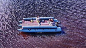 Надувной тримаран плот с палубой 400х200 см под мощный мотор. Мастеркат Т53-50-200 ТРТС. Сборка