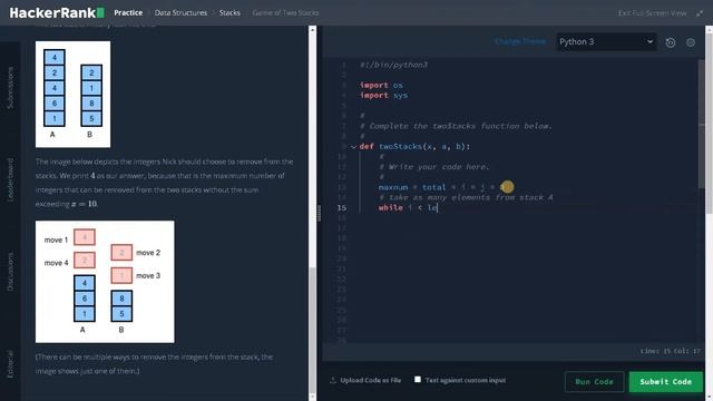 136 - Game of Two Stacks | Stacks | Hackerrank Solution | Python смотреть онлайн