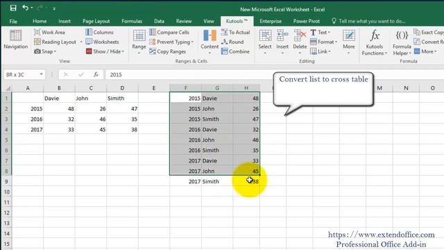 Quickly Convert 2-Dimensional/Cross Table To List In Excel смотреть онлайн