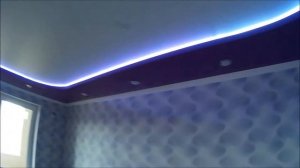 двухуровневый потолок натяжной с подсветкой