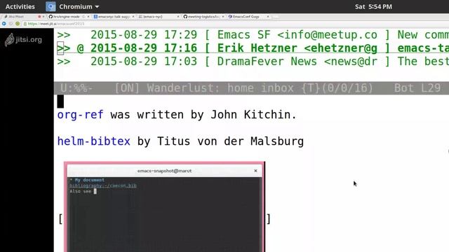 Emacsconf 2015 - Lightning talk - Wanderlust and other mail clients смотреть онлайн