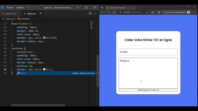 Générateur de fichier (block note ) en HTML CSS et JAVASCRIPT смотреть онлайн
