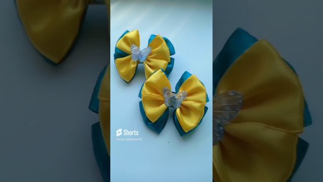 бантики с бабочками #Канзаши #