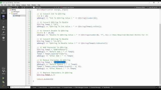 Qt C++ Core Application Tutorial | Qt QString | QString Class Use , Functions And Operations смотреть онлайн