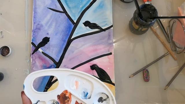 Синички. Рисунок для детей 6+ смотреть онлайн