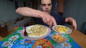 МУКБАНГ АСМР ЧЕБУ ПИЦЦА / ГОРЯЧАЯ ШТУЧКА / ЛАПША РОЛТОН  / САЛАТ СТОЛИЧНЫЙ/ EATING ASMR Mukbang #569