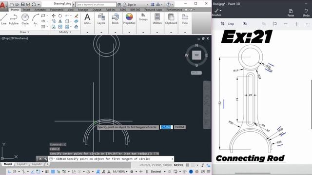 Connecting Rod 2D in AutoCAD / Practice Exercise:-21 Basic & Advance смотреть онлайн