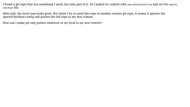 git sparseCheckout repo pushes full repo to remote смотреть онлайн