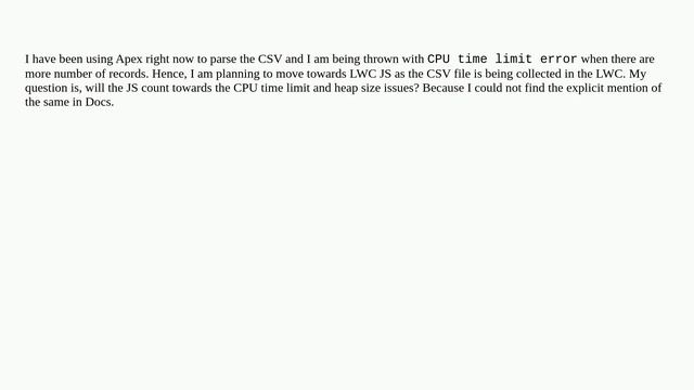 Does LWC Javascript count towards CPU time limit and Heap Size? смотреть онлайн