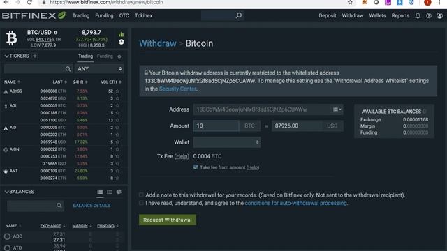 SafeName Plugin Bitfinex Exchange Demo смотреть онлайн