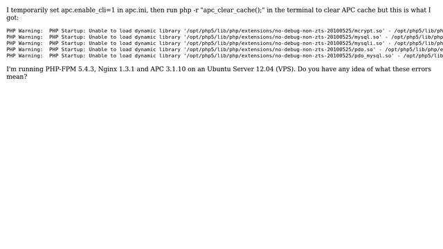 DevOps & SysAdmins: Strange PHP Warning (Unable to load dynamic library: no-debug-non-zts-20100525) смотреть онлайн