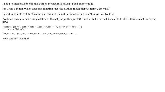 Wordpress: How to add a filter to get_the_author_meta? смотреть онлайн