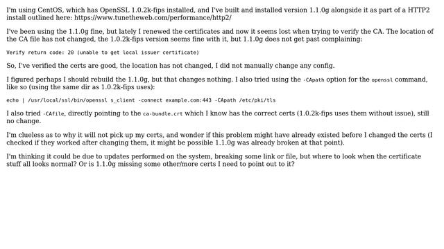OpenSSL keeps telling me 'unable to get local issuer certificate' смотреть онлайн