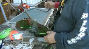 Триммер Oleo-Mac. Заправка лески в катушку триммера.