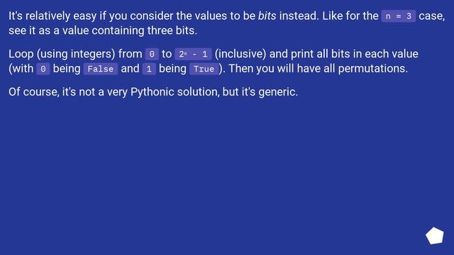 Generate all length-n permutations of True/False? смотреть онлайн