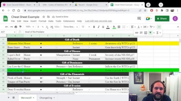 CofD: Character Creation Cheatsheet
