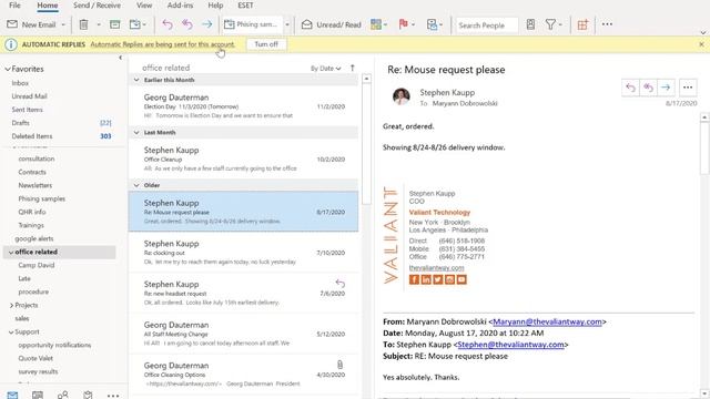 How to set up an out of office automatic reply in Microsoft Outlook for Office 365/Exchange смотреть онлайн