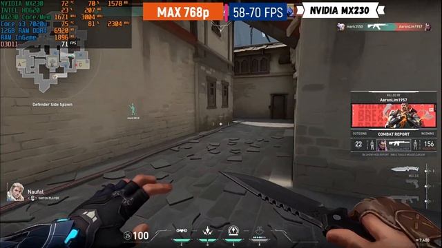 Valorant | Nvidia MX230 Core i3 7020u 12GB RAM | FPS Test смотреть онлайн