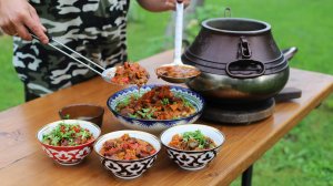 Мясо, овощи и лапша. Лагман в афганском казане