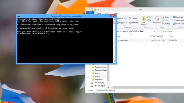 Install PEAR with Wamp Server 2.1 on Windows 7 / Win 8 using go-pear.phar ! смотреть онлайн