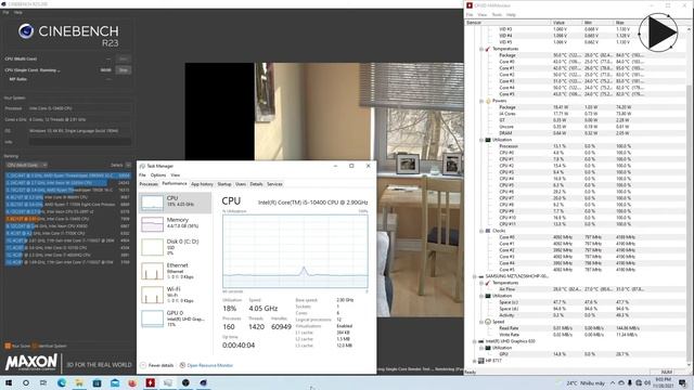 CPU Intel Core i5 10400 Cinebench R15 R20 R23 смотреть онлайн