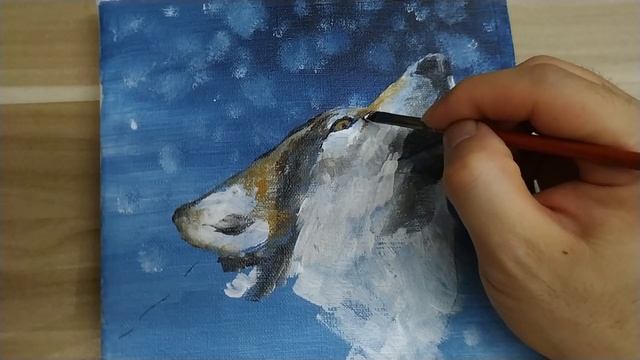 Acrylic painting / A wolf in the snow /Easy painting Tutorial #108 смотреть онлайн
