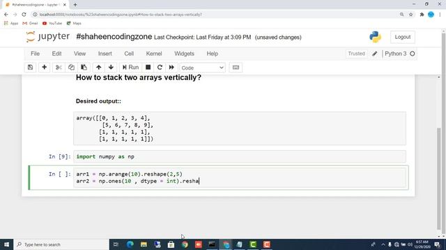 How to stack two arrays vertically | Python Tutorial For Beginners | #Shaheencodingzone смотреть онлайн