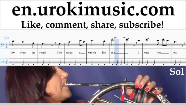 French Horn lessons Amazing - Grace Sheet Music Tutorial Part#2 um-b352 смотреть онлайн