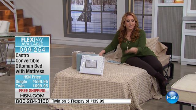 Castro Ottoman Bed w/Single Mattress and Slip Cover Pea... смотреть онлайн