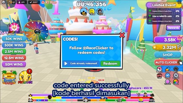 *NEW CODES* [FREE LIMITED] Race Clicker ROBLOX | ALL CODES | 20 AUGUST 2023 смотреть онлайн